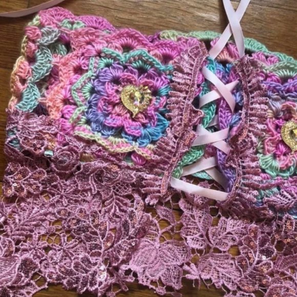 Upcycled Handmade Corset Style Top - Picture 2 of 2